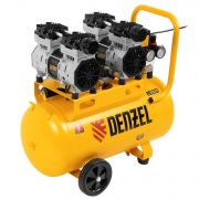 Компрессор безмасляный, малошумный DLS 1500/50, 1500 ВТ, 2x750, 50 л, 260 л/мин// Denzel DENZEL