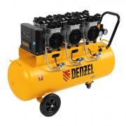 Компрессор безмасляный, малошумный DLS 3300/100, 3300 Вт,3x1100, 100 л, 570 л/мин ,блок управления// Denzel DENZEL